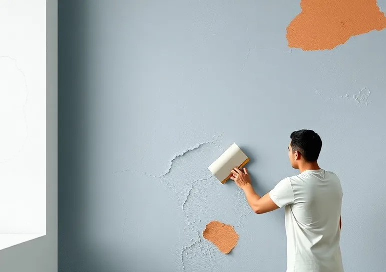 Application d'un enduit décoratif à la lisseuse sur un mur