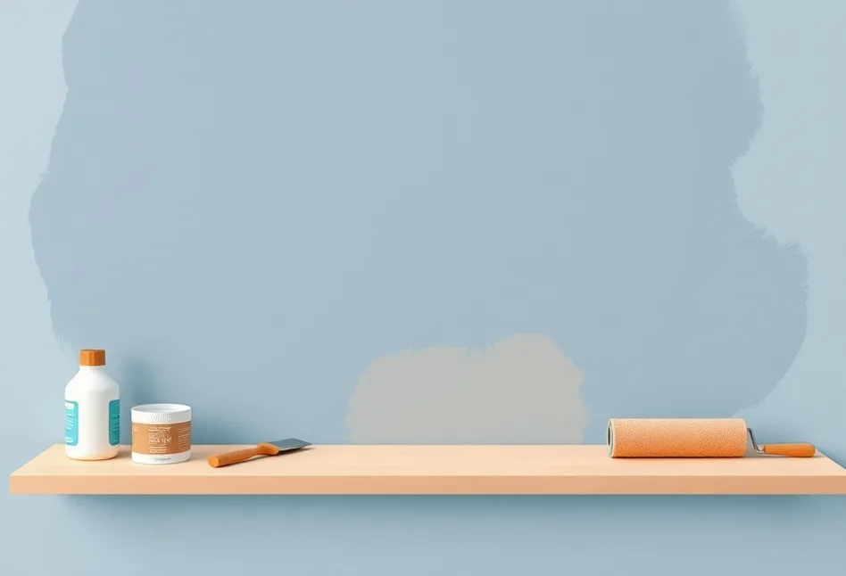 Outils de peinture disposés dans l'ordre des étapes du chantier