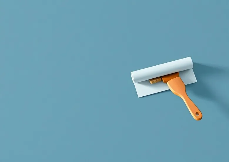 Pose de papier peint, rouleau et brosse à maroufler